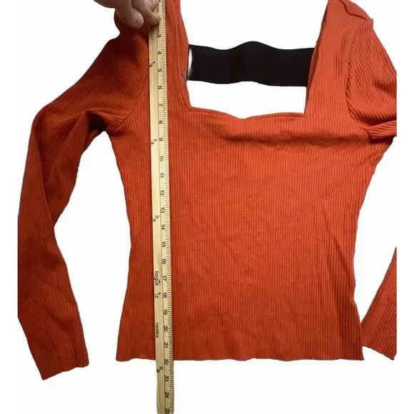 The Range Alloy Ribbed Banded Long Sleeve Top Womens Large Blood Orange - Picture 4 of 7